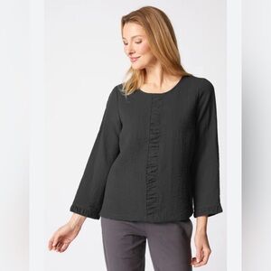 Habitat Women’s 3/4 Sleeve Pucker Weave Top Black Size Medium